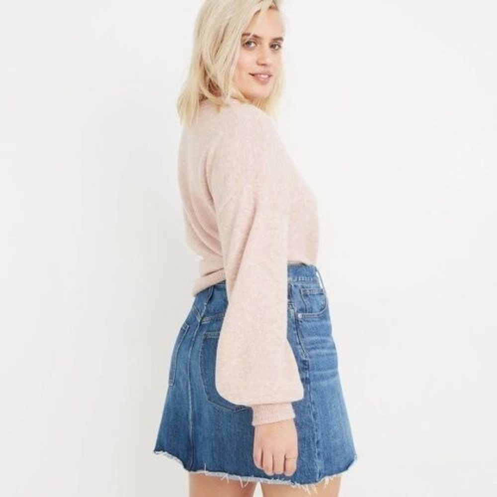 Madewell rigid denim A line mini skirt Jean Skirt size 25 light wash